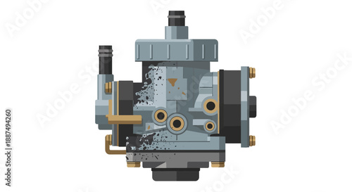 Industrial Mechanical Carburetor Component Isolated.