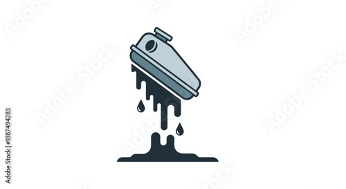 Oil Can Leaking Liquid Illustration Graphic.