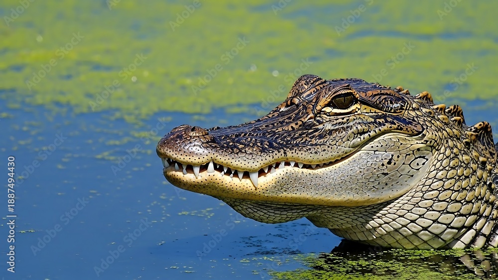 Obraz premium Crocodile Head in Water Environment.