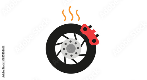 Brake Caliper and Wheel with Heat.