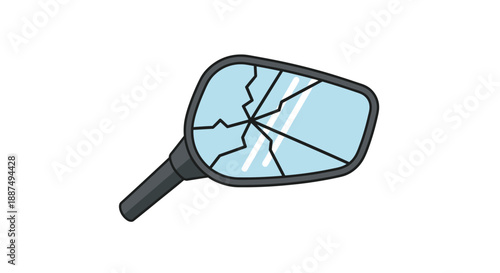 Broken Rear View Mirror Illustration.