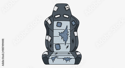 Car Seat Illustration with Tear Damage.