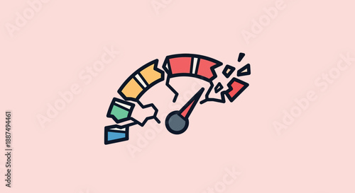 Cartoon Speedometer Needle on Maximum Setting.