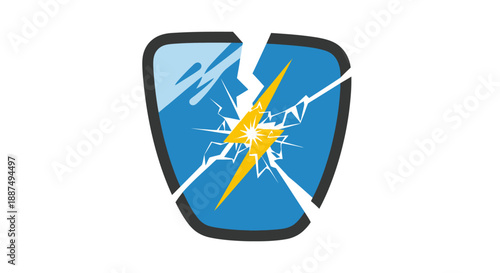 Cracked Shield with Yellow Lightning Bolt.