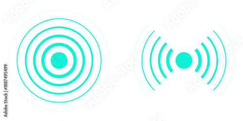 Radar and sonar signal icon. Sonar sound waves icon. Signal concentric circle
