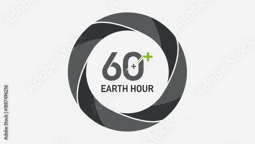 Earth Hour 60 Plus Logo Design Isolated on White Background