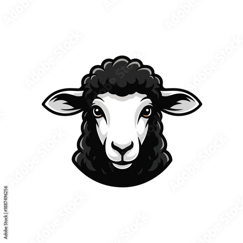 Black Sheep Head Logo Vector Illustration 1.