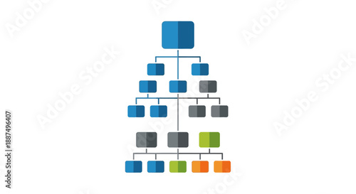 Modern graphic illustration of interconnected blocks forming a clear hierarchical system