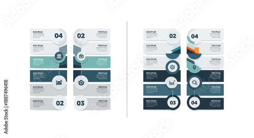 Modern business infographic templates for data visualization and process presentation