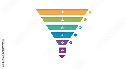 Colorful digital marketing funnel infographic illustrating business conversion stages