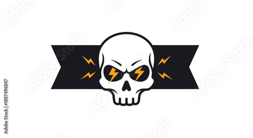 Angry Skull with Lightning Eyes Graphic.