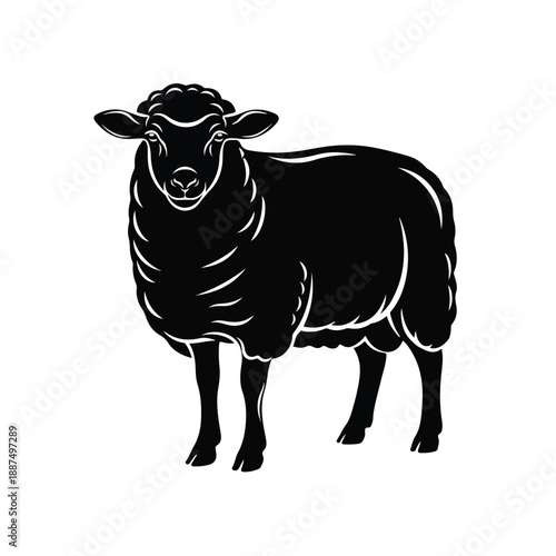 Black Sheep Silhouette Standing Isolated on White Background 1.
