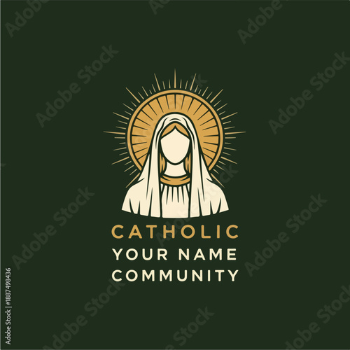 Catholic Community Logo Design with Virgin Mary Icon 1.