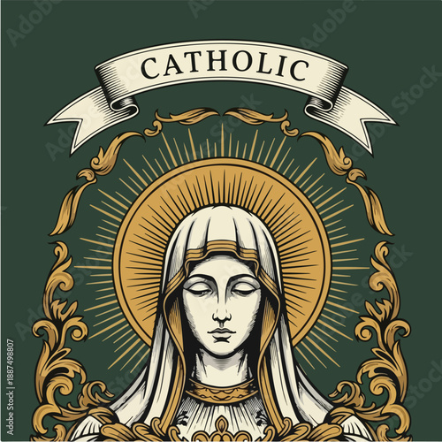Catholic Virgin Mary Religious Iconography Art 1.