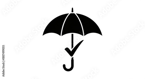 An open black umbrella illustration providing protection from the elements in a simple graphic representation