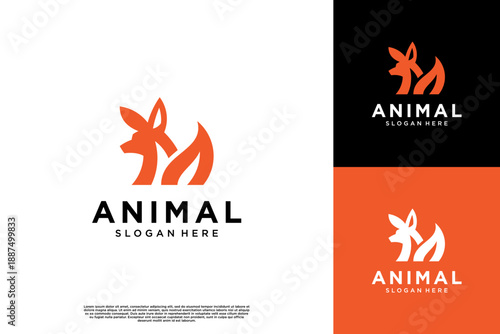 abstract fox silhouette logo, symbol of agility, ecosystem protection, graphic illustration