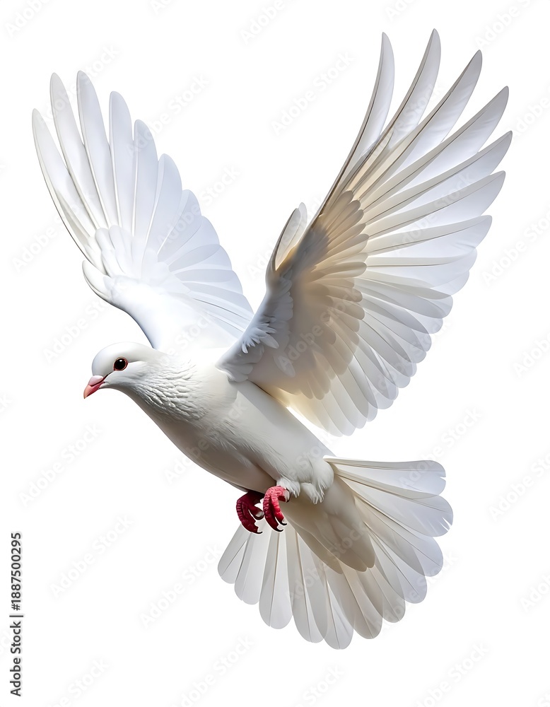 Obraz premium A white bird in flight with wings spread