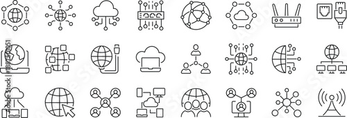 Set of outline icons. Linear icon collection. Editable stroke. Vector illustration	