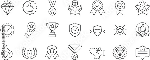 Set of outline icons. Linear icon collection. Editable stroke. Vector illustration	