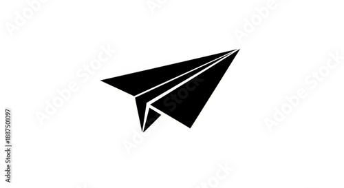 Paper airplane soaring through the air, a symbol of freedom and adventure, viewed from a straightforward perspective.