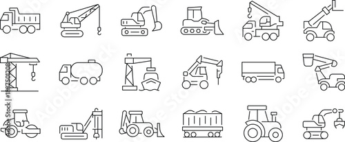 Set of outline icons. Linear icon collection. Editable stroke. Vector illustration	