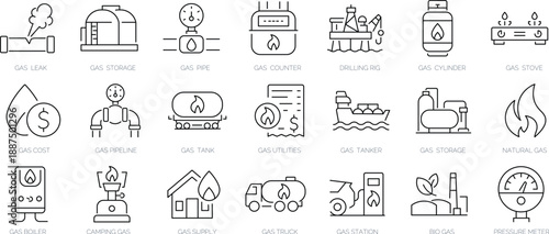 Set of outline icons. Linear icon collection. Editable stroke. Vector illustration	