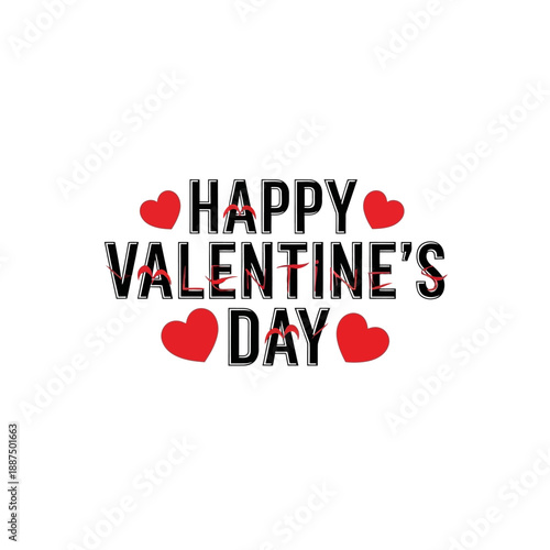 A heartwarming vector graphic design for Valentine's Day featuring elegant typography and festive red heart accents, perfect for conveying affection and celebrating love in a beautiful, artistic style