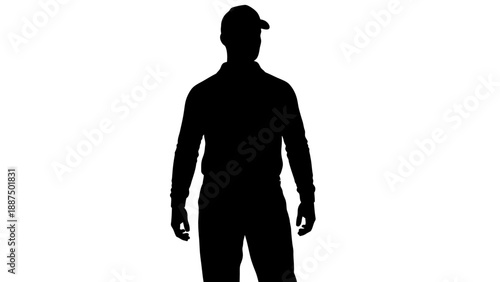 Silhouette of a man wearing a cap.