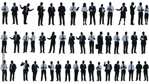 Silhouettes of Business People in Various Poses.