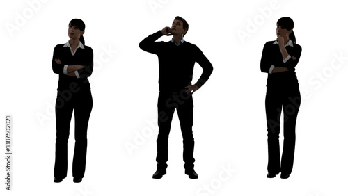 Silhouettes of Business People on Phone.