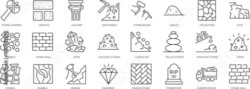 Set of outline icons. Linear icon collection. Editable stroke. Vector illustration	