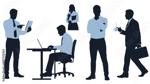 Silhouettes of Business Professionals at Work.