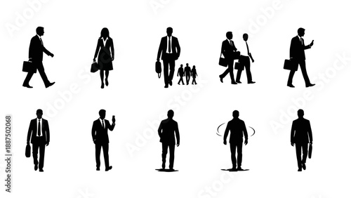 Silhouettes of Business Professionals in Action.
