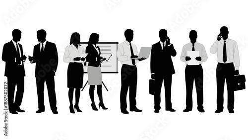 Silhouettes of Business Professionals in Meeting.