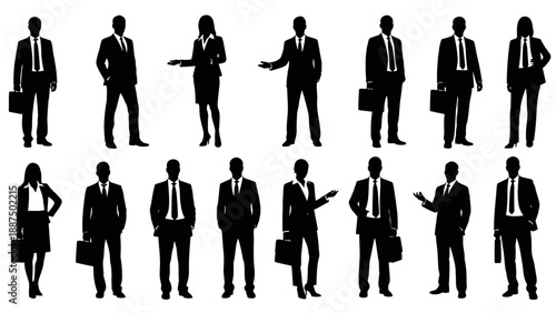 Silhouettes of Business Professionals in Various Poses.