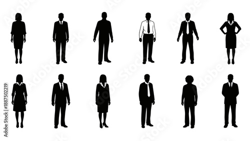 Silhouettes of Business Professionals in Various Poses.