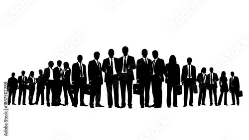 Silhouettes of Business Professionals Standing Together.