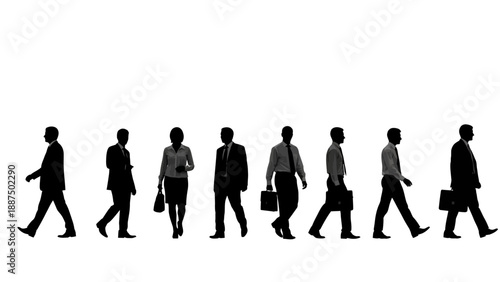 Silhouettes of Business Professionals Walking.