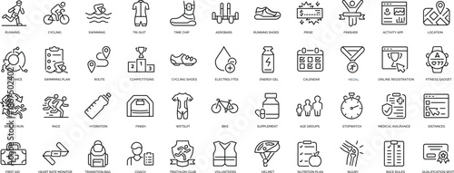 Set of outline icons. Linear icon collection. Editable stroke. Vector illustration	
