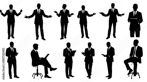 Silhouettes of Businessmen in Various Poses.