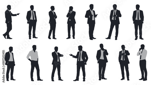 Silhouettes of Businessmen in Various Poses.