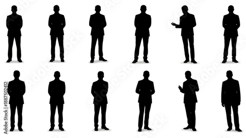 Silhouettes of Businessmen Standing in Various Postures.