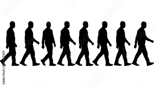 Silhouettes of Businessmen Walking in Line.