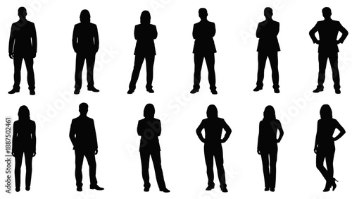 Silhouettes of diverse people standing alone.