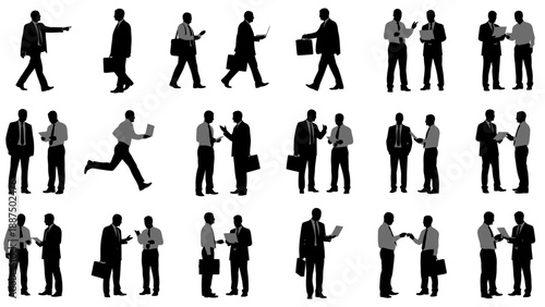 Silhouettes of Businesspeople in Various Poses.