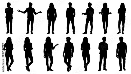 Silhouettes of People in Various Poses.