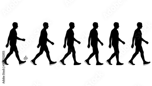Silhouettes of People Walking in Sequence.