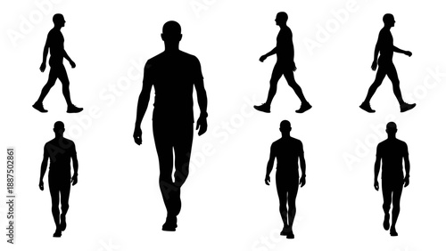 Silhouettes of People Walking in Various Postures.