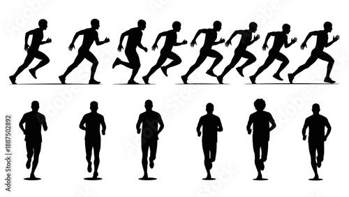 Silhouettes of Runners in Motion.