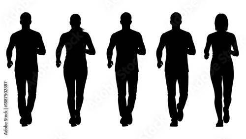 Silhouettes of Runners in Motion.